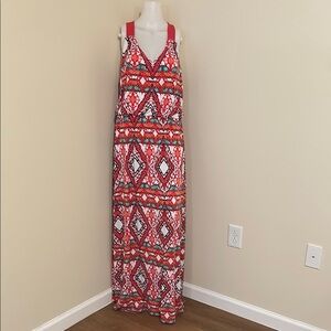 Bisou Bisou Red and White Sleeveless Sundress